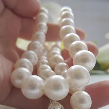 

Women Gift word 925 Sterling $ real The white 10mm-10.5mm circle to freshwater pearl necklace
