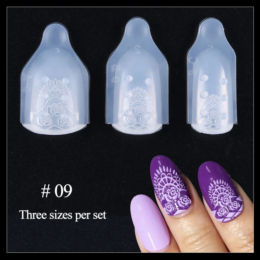 3 шт. дизайн ногтей штамповка силиконовая форма 3D Цветочный трафарет для ногтей УФ гель лак шаблон для вырезания инструменты для украшения маникюра LA1021-1