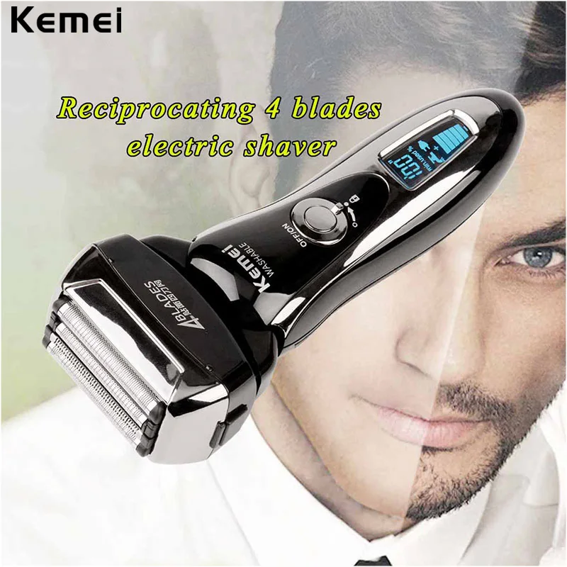 

100-240V LCD Rechargeable Electric Shaver 4D Floating Blade Heads Waterproof Reciprocating Shaving Razors Men Beard Trimmer 3233