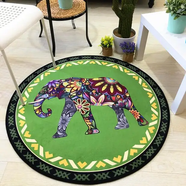 Thailand Elephant Round Home Rug and Carpets For Living Room Bedroom
