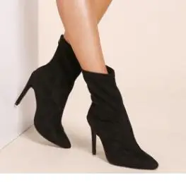 

2018 new European and American pointed women's boots sexy stiletto suede women's boots
