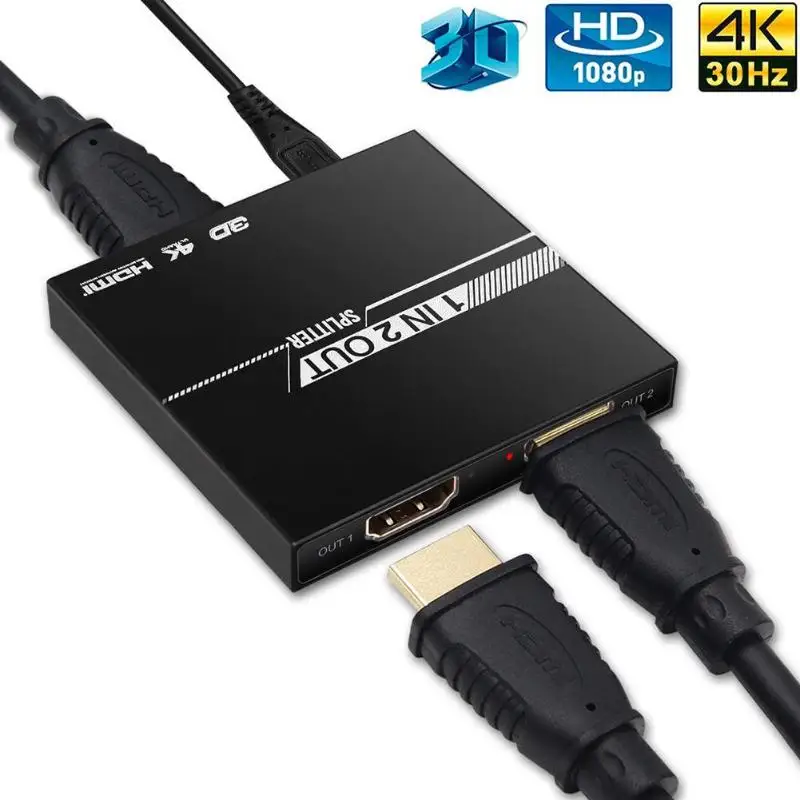 HDMI сплиттер 1 в 2 из алюминия Ver1.4 HDCP 4 K HDMI 1x2 коммутатор 3D 1080 P