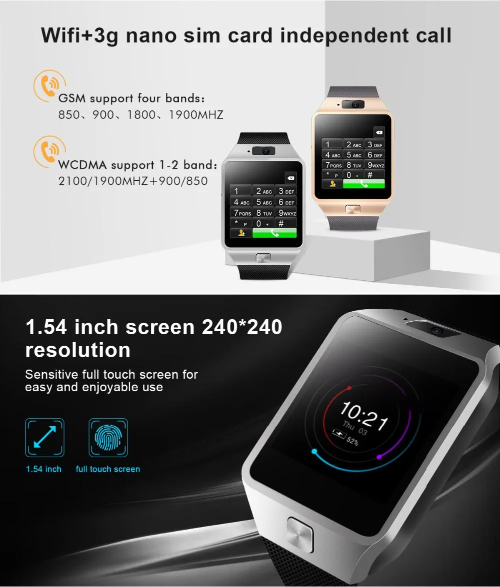 TORNTISC QW09 3G Smart Watch Phone Android 4.4 512MB4GB Support WIFI Real-Pedometer SIM Card Call Smartwatch Men Women PK DZ09 (2)