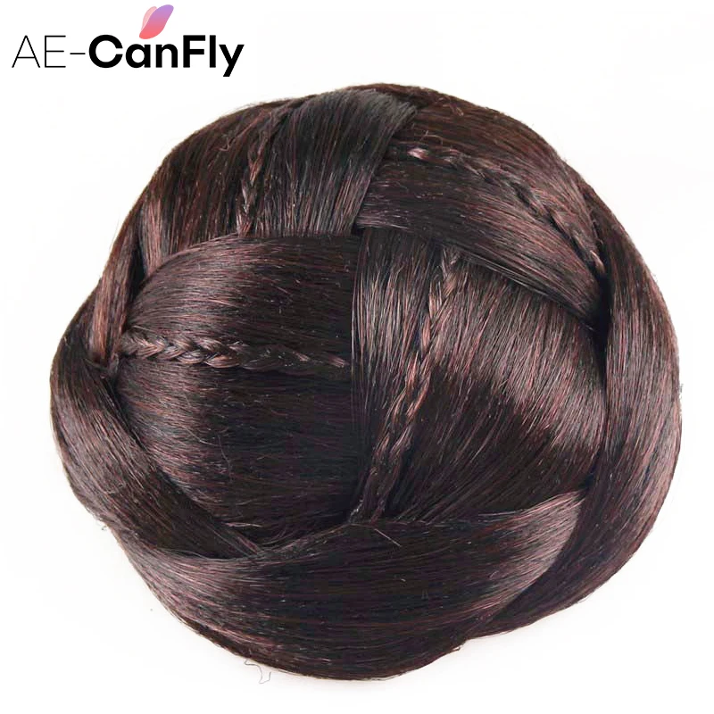 

AE-CANFLY New Novelty Hair Accessories for Women Good quality Hair Braided Chignon Synthetic Hair Bun Extensions HB053