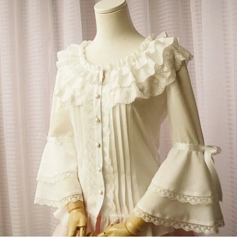 16 Magicpotion Gothic Lolita Blouse Shirt Dolores Haze Cosplay Kawaii Shirt Lo Peplum Tops White Lace Chiffon Blouse Buy Cheap In An Online Store With Delivery Price Comparison Specifications Photos And