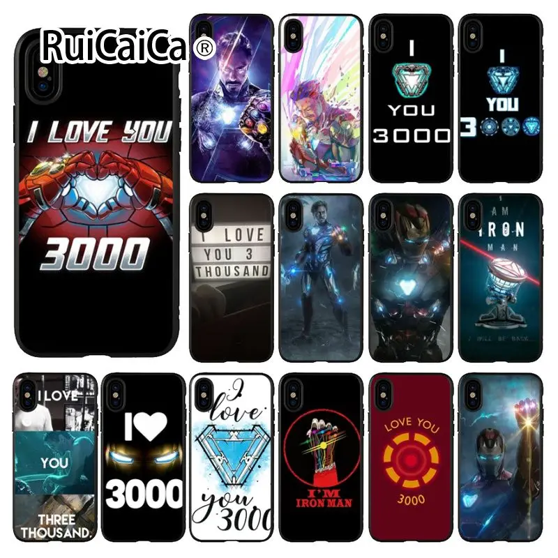 

Ruicaica Iron Man Love you 3000 Black TPU Soft Phone Case Cover for Apple iPhone 8 7 6 6S Plus X XS MAX 5 5S SE XR Mobile Cases