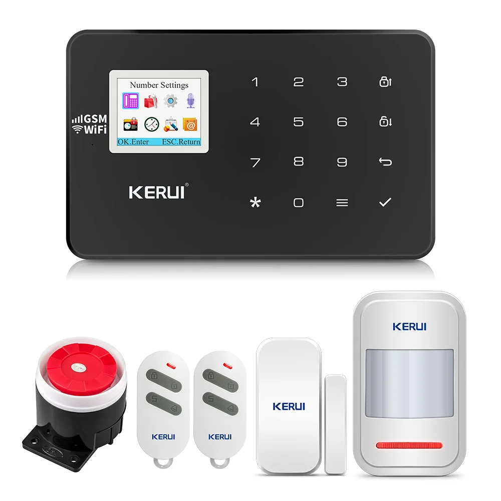 KERUI W18 Wi-Fi GSM система охранной сигнализации с автоматическим набором 6 обозначенных телефонов приложение управление настраиваемый детектор движения датчик охранной сигнализации - Цвет: KIT1