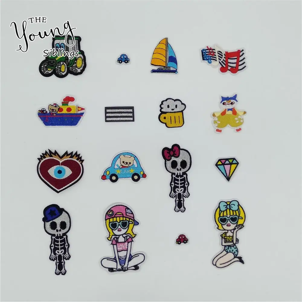 

Hot sell Iron on patches Clothing hot melt adhesive DIY Clothing Accessories Embroidery Applique Sewing supplies C6436-C6451