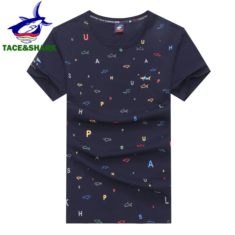 

TACE&SHARK Men Clothing 2019 Summer Fashion Men's Tops Tees Full Shark Printing T-shirt O-Neck Short Sleeve Tshirt Cotton