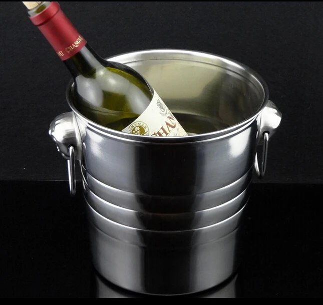 Buckets Thick stainless steel tiger handle barrel cask champagne ice bucket wine holdersin Ice