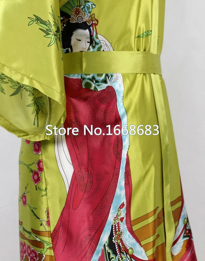 Высокое качество Зеленый китайский Для женщин шелковый халат пижамы короткие сексуальное женское белье кимоно платье Pijama плюс Размеры размеры s m l xl XXL, XXXL NR033