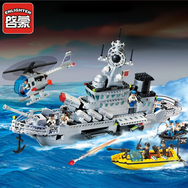 

Enlighten Warship Tank Aircraft With Figures Building Blocks Army War Toys Constructor Compatible With big brand Block