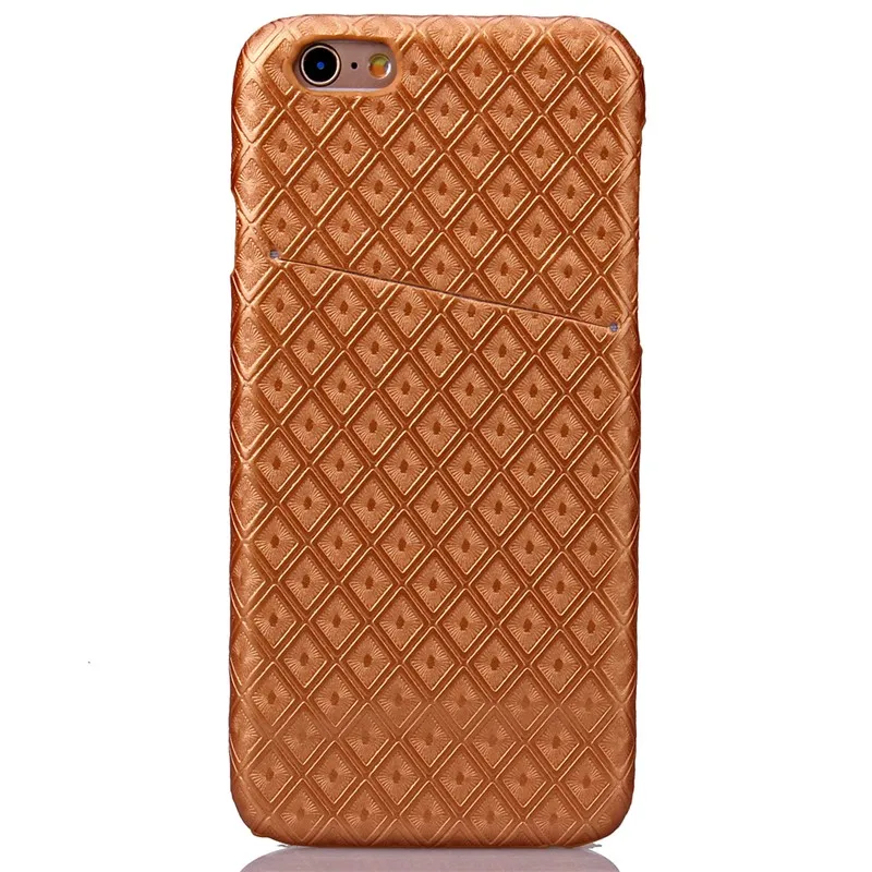 Ultra-thin Luxury Smart Card Grid Royal Bump Men Lady Diamond Business Noble PU Leather PC Back Cover Card Slot Case For Apple iPhone 6 6S  (16)
