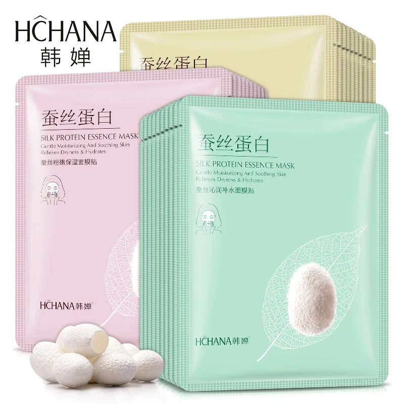 HanChan 1Pcs Silk Protein Essence Nourish Facial Masks Moisturizing anti acne aging whitening Oil-control Skin Care Mask