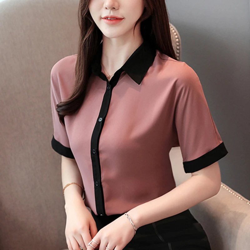 

Korean Fashion Chiffon Women Blouses Summer Short Sleeve Women Shirts Plus Size Womens Tops and Blouses Ladies Tops