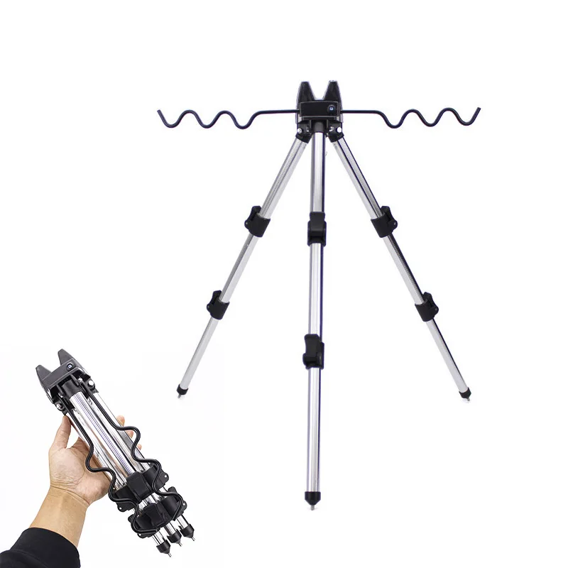 

Aluminum Alloy Telescopic Outdoor Tripod Holders Stand For Fishing Rod Silver