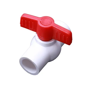 

Red Handle Double Ports White PVC Pipe Connect Ball Valve