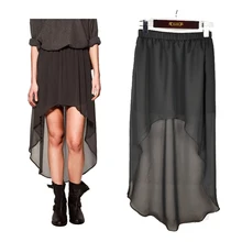 ASDS сексуальные высокие низкие весенние юбки женские спереди короткие сзади длинные юбки шифоновые черные WQZ8107