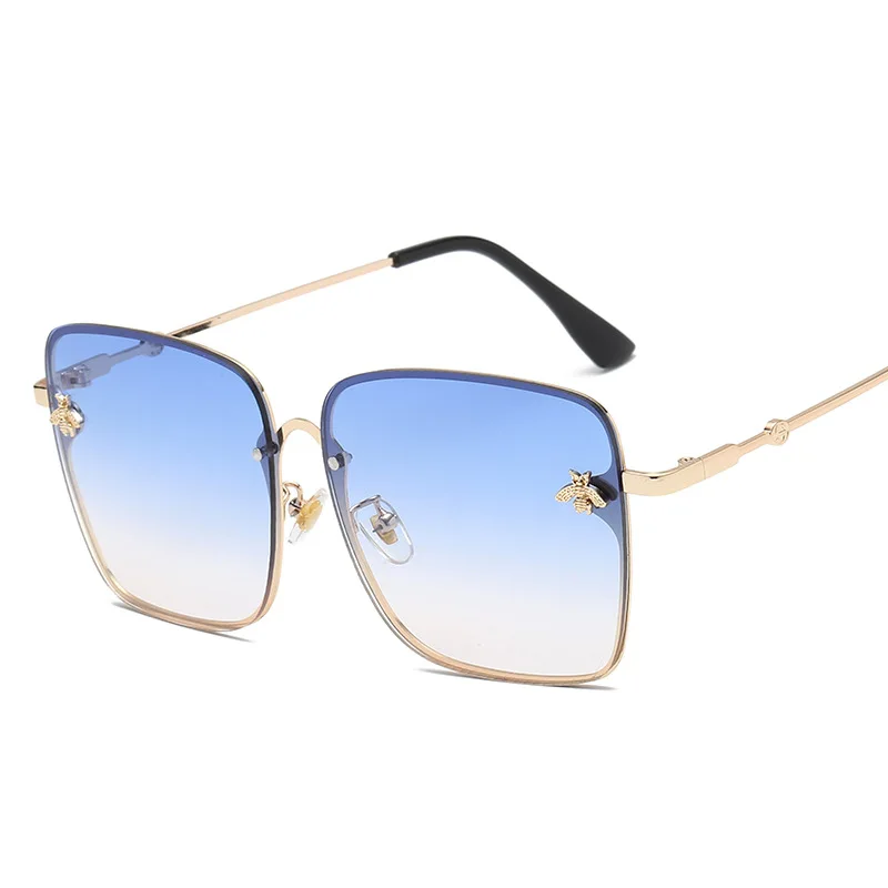 Роскошные квадратные солнцезащитные очки в виде пчелы для женщин и мужчин, ретро бренд, дизайнерская металлическая оправа, негабаритные солнцезащитные очки для женщин, грандиентные оттенки Oculos
