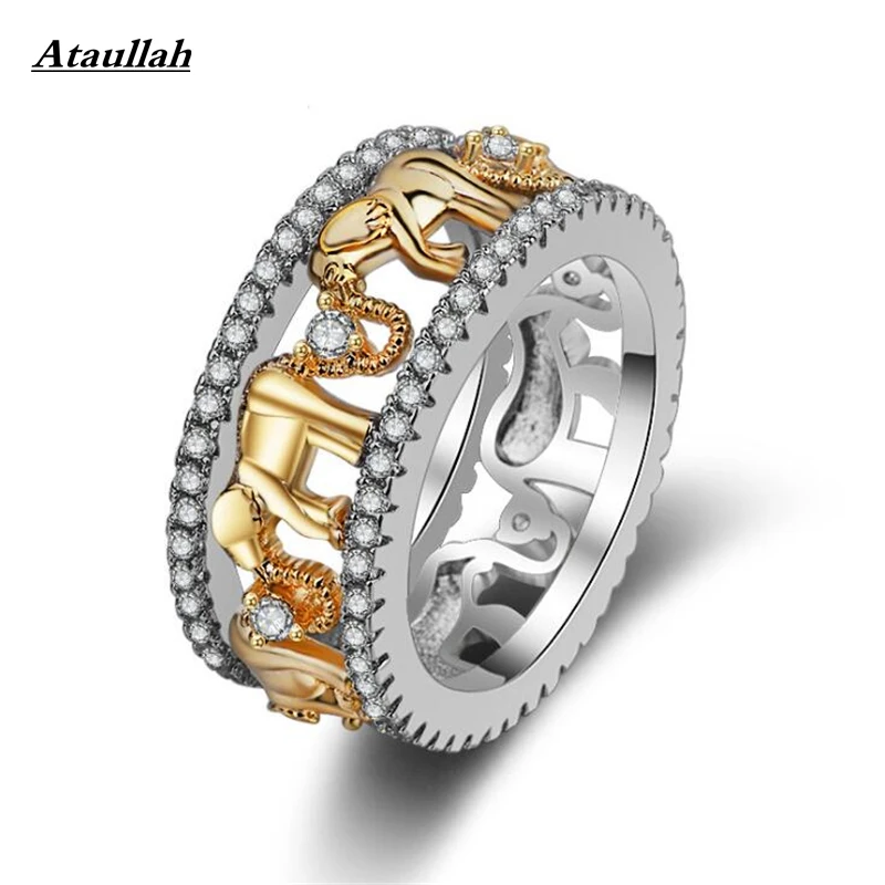 

Ataullah Pure Copper Antique Gold Color Lucky 3D Elephant Ring Romantic Zircon Ring For Man/Woman Jewelry Drop Shipping RWD7-048