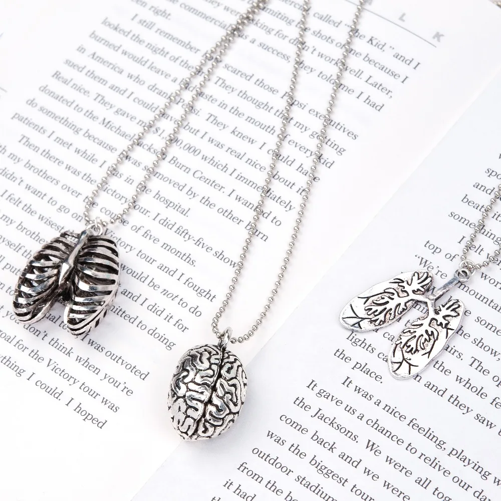 DoreenBeads Новая мода Цепочки и Ожерелья Цепочка из шариков, античное серебро головного мозга/мозг человеческого тела кулон 70,0 см(27 4/"), цельнокроеное платье