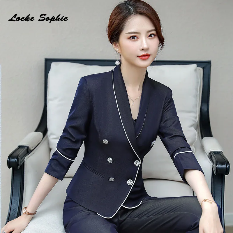 Women's Plus size Slim fit Blazers coats 2019 Summer cotton Double-breasted Small Suits jackets ladies Skinny Blazers Suits coat