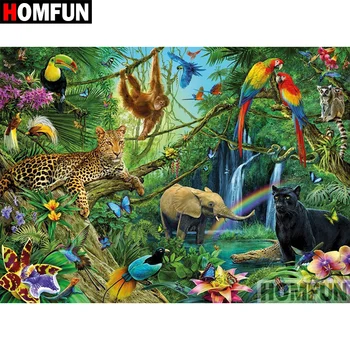 

HOMFUN Diamond Painting Cross Stitch "Forest animals" 5D DIY Diamond Embroidery Full Square/round Rhinestone Of Picture A08807