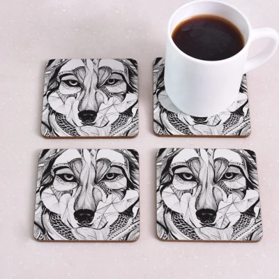 Square Wooden Table Coasters Hot Pad Cork Animal Table Mat Round Placemat Dining Table Mats Kitchen Accessories Decoration Home