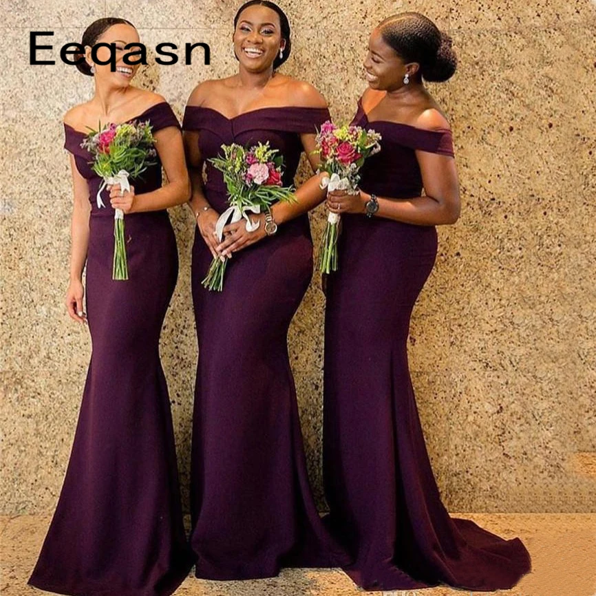 burgundy mermaid bridesmaid dress