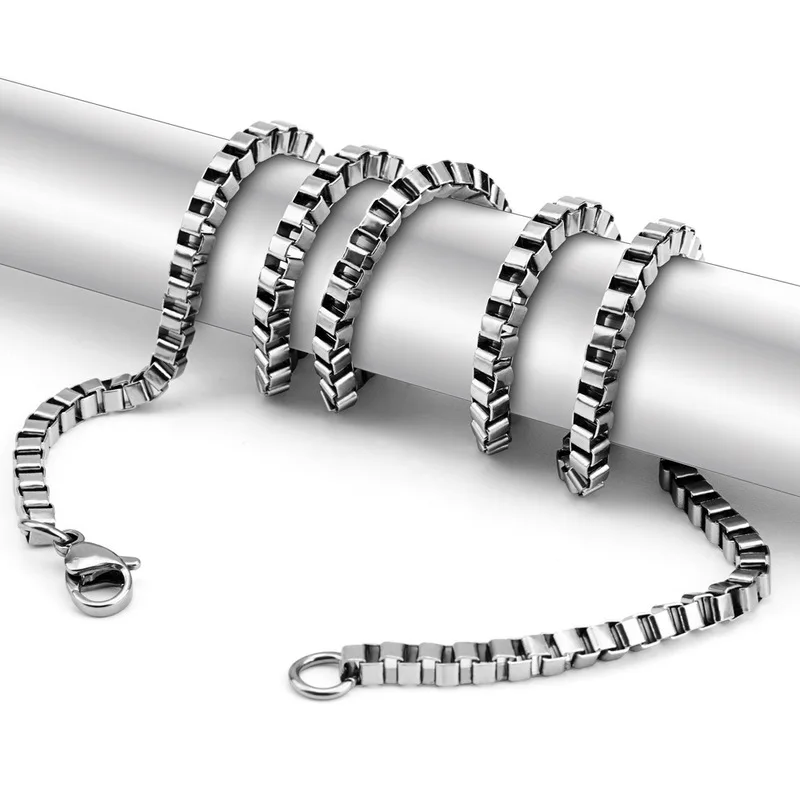 

Semitree Stainless Steel Box Chain Necklace DIY Jewelry Findings Making Men Women Wholesale Link Chains Accessories 1.5mm 2mm