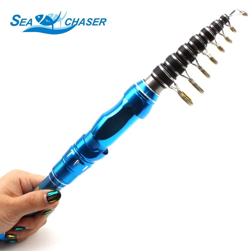 Vara de Pesca Telescópica de Fibra de Carbono Haste de Fiação Vara de Viagem de Pesca Nova Promoção! Azul 1.8m 2.1 Ultra-curto Super Difícil 1.5 m