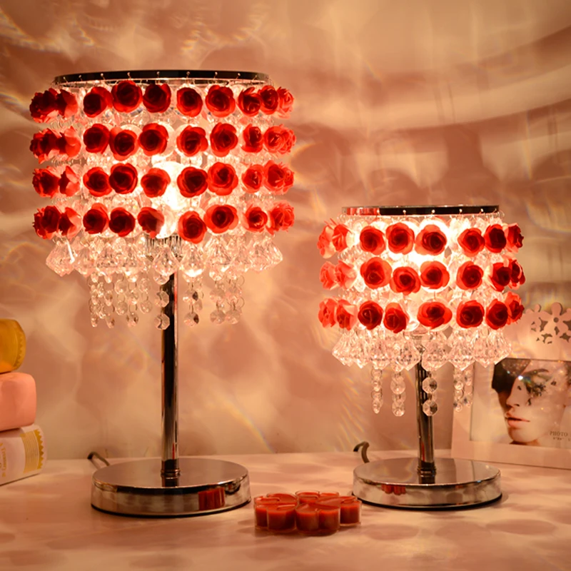 

Personalized creative wedding gift table lamp simulation Rose crystal table lamp living room bedroom lamp Table Lamps ZA SJ58