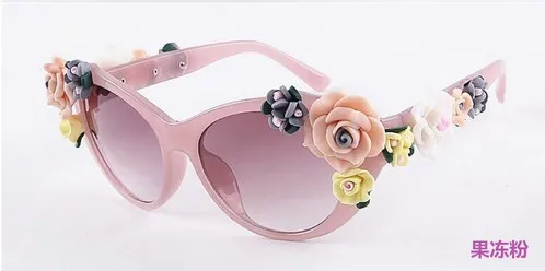 Модные дизайнерские лепестки роз Красочные Солнцезащитные очки «кошачий глаз» солнцезащитные очки со стразами, круглые, защитные стёкла, для девочек фирменные пляжные шлепанцы - Цвет линз: E