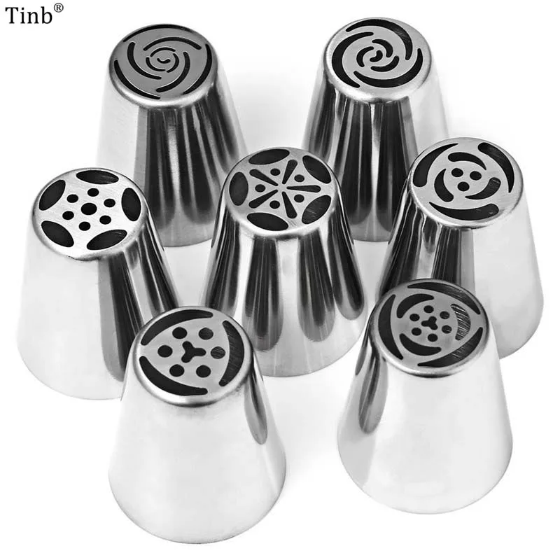 

7 pcs Stainless Steel Russian Tulip Icing Piping Nozzles Cake Decoration Cream Tips DIY Cake Tool Bakeware Set Rose Flowers