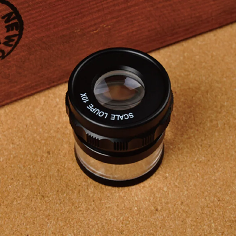 

10X Metal Cylindrical Scale Loupe Focus Distance Adjustable Magnifier for Jewelry Appraisal PCB Circuit Boards Magnifying Glass
