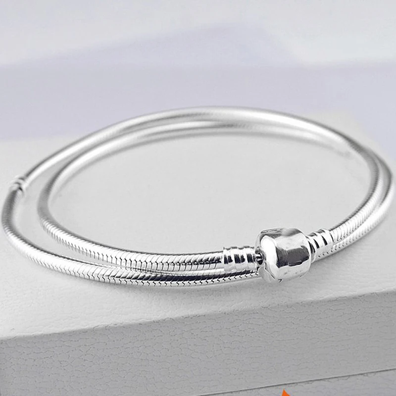 

Authentic 100% 925 Sterling Silver Charm Moments Necklace Snake Chain Necklaces Fit DKG Beads Vintage Women DIY Jewelry