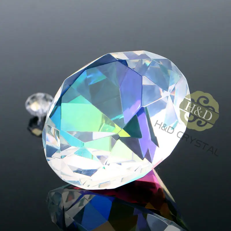

1PCS 30MM Aurora Borealis Glass Crystal Diamonds Paperweight Decorative Faceted Crystal for wedding table decoration Gift Bag