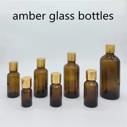 5 мл 10 мл 15 мл 20 мл 30 мл 50 мл 100 мл amber Стекло бутылки Флаконы эфирное масло бутылка с золотой колпачок бутылочки с духами 2 шт