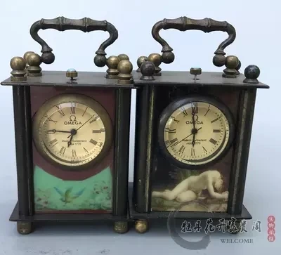 

Archaize brass, Western figure painting, mechanical alarm clock, home decoration, BB