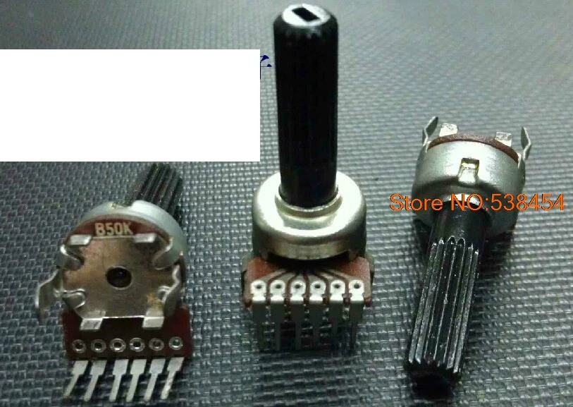 4pcs Type 121 Dual 6 pin Potentiometer Switch B50K * 2 Axis Length 20MM