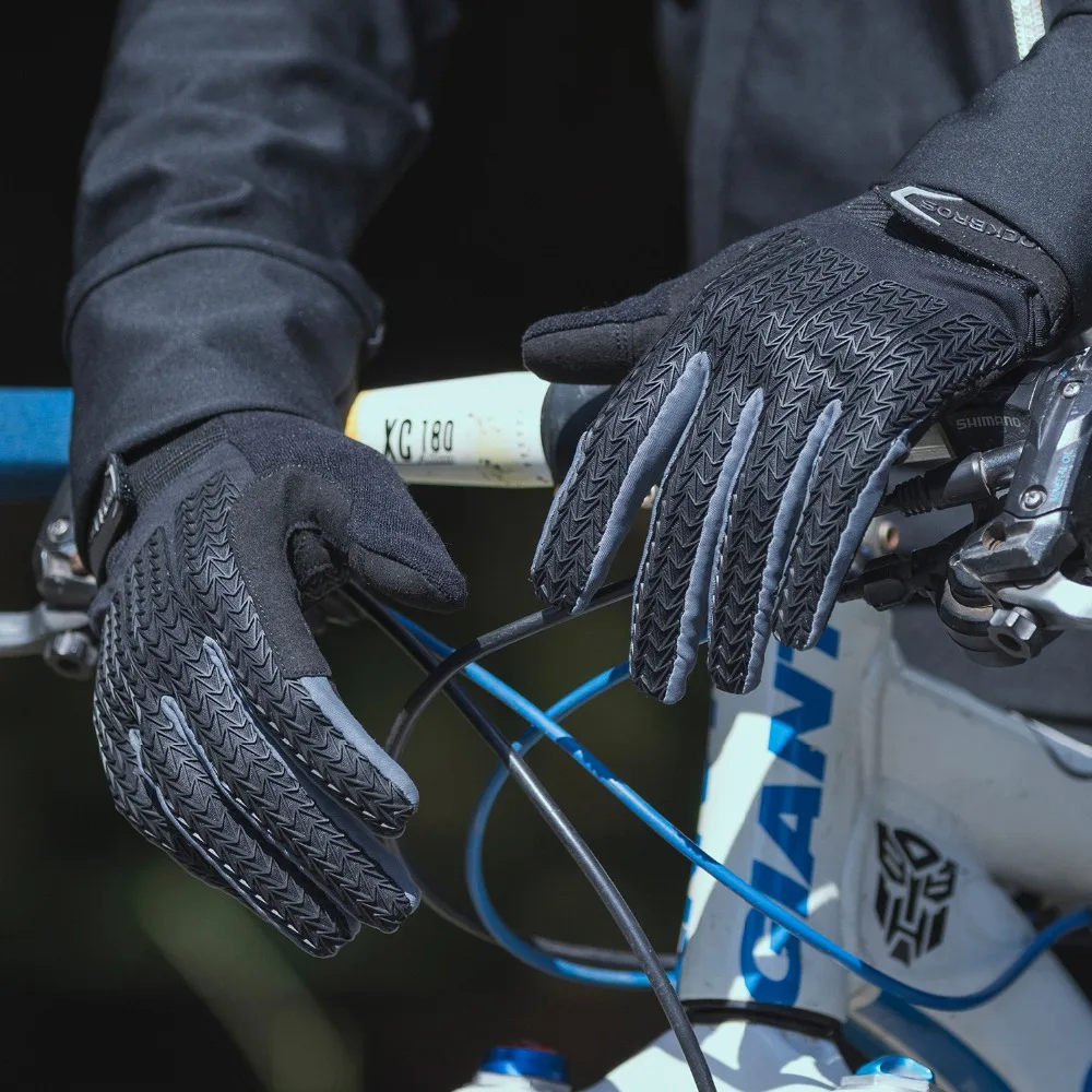 ROCKBROS зимние мотоциклетные перчатки с сенсорным экраном гелевые велосипедные перчатки спортивные противоударные MTB дорожные перчатки для верховой езды на весь палец для мужчин и женщин