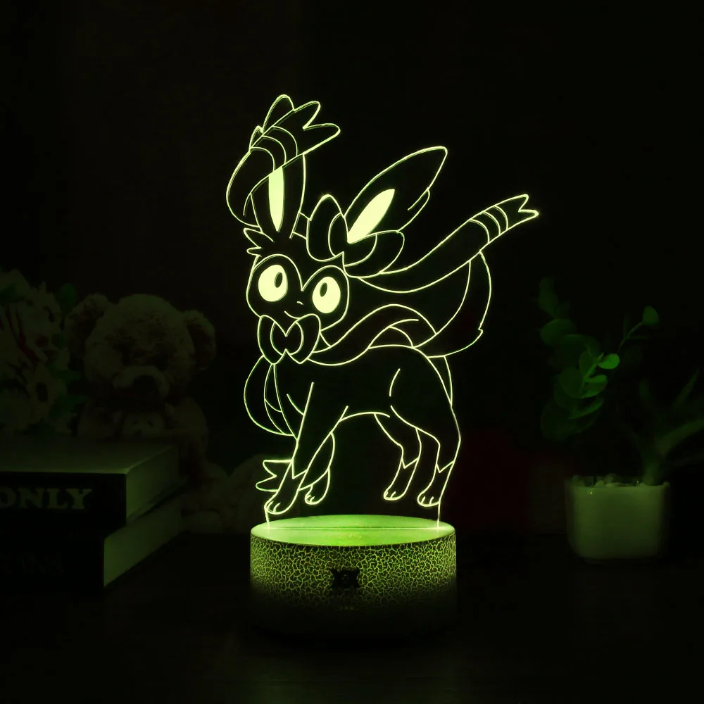 Популярные покемон игры Eevee семейная серия 3D лампа USB мультфильм ночник светодиодный 7 цветов Настольная лампа детские подарки Хуэй Юань