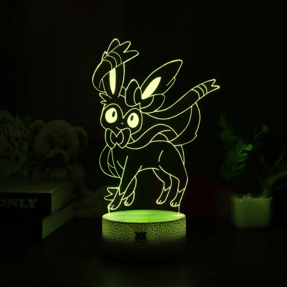 Популярная игра Покемон Eevee семейная серия 3D лампа USB мультфильм ночной Светильник СВЕТОДИОДНЫЙ 7 цветов Настольная лампа подарки для детей HUI YUAN бренд