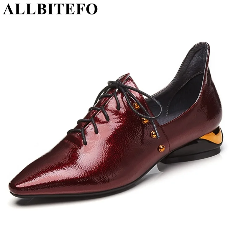 

ALLBITEFO fashion rivets pointed toe thick heel high shoes spring high quality low-heeled girls pumps ladies shoes high heels