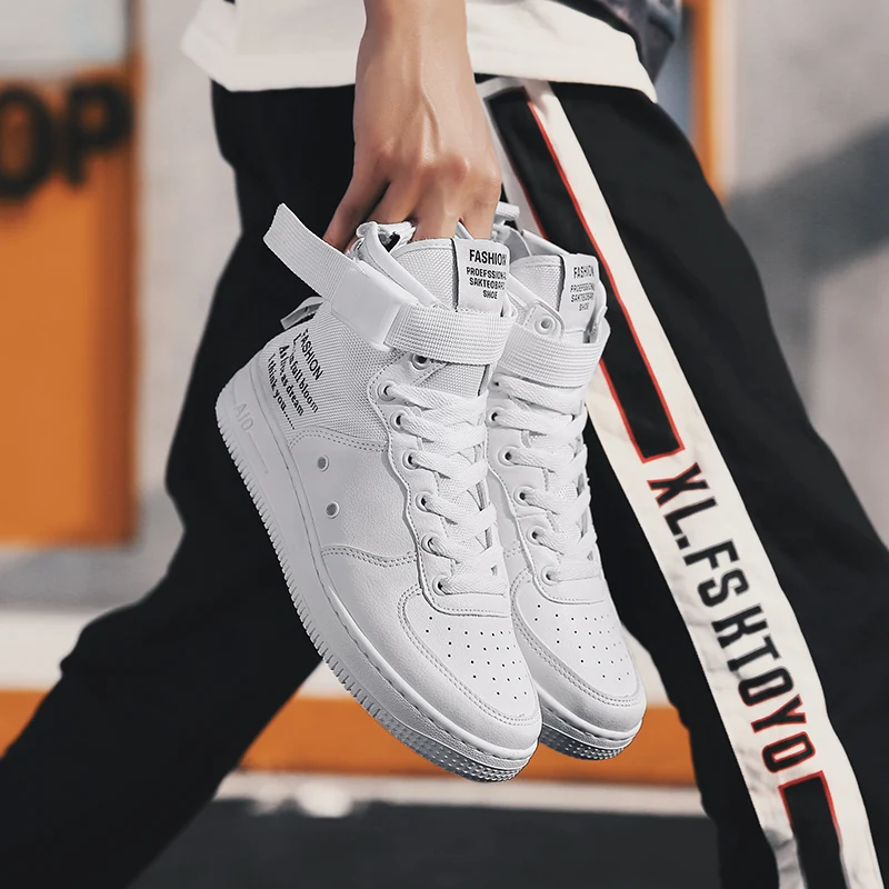 تصميم جديد حار الرجال التزلج أحذية عالية أعلى في الهواء الطلق لوح التزلج احذية رياضية تنفس الشقق الأحذية بارد الخريف الشارع المد