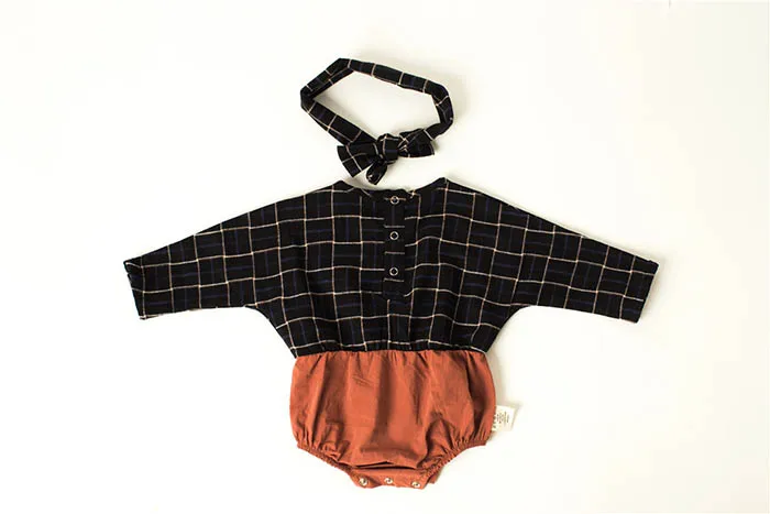Корейские Детские Боди; Минималистичная детская одежда; милый комбинезон в горошек; проверенный комбинезон с длинными рукавами для новорожденных девочек