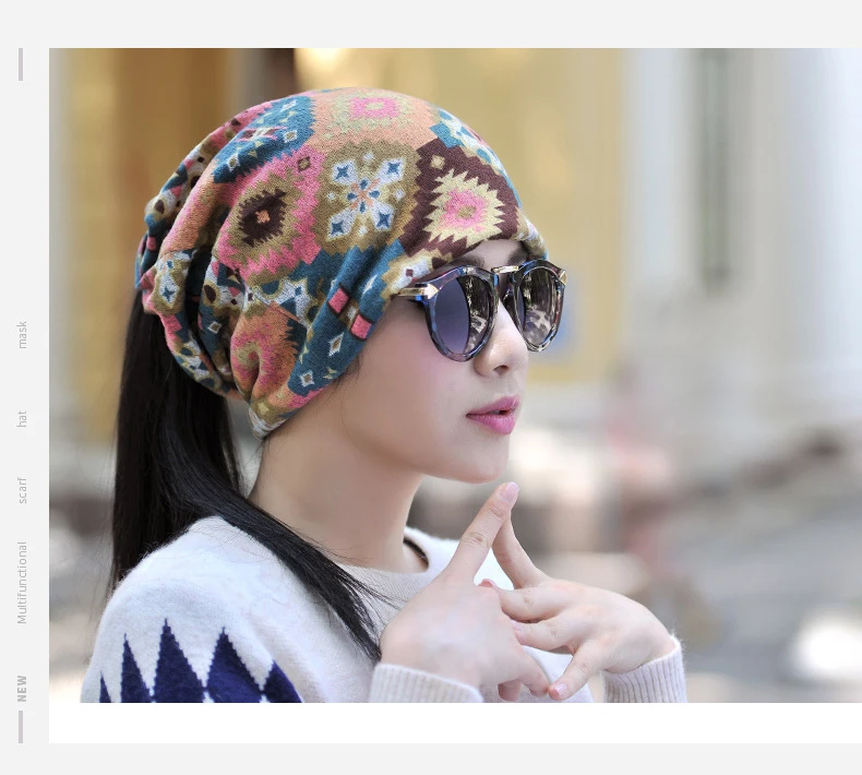 Wuaumx Новый Повседневное осень-зима Шапки для Для женщин хеджирования Кепки многофункциональное кольцо шарф Skullies шапочки шляпу для Для