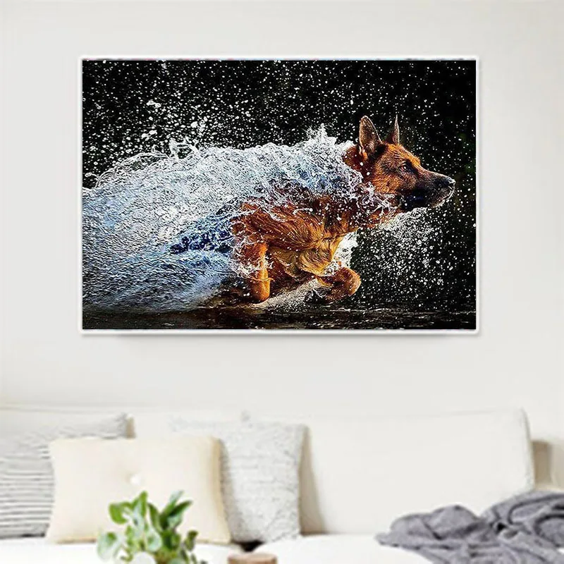 

2019 Diamond Painting Full Square Round German Shepherd Dog Diamond Embroidery Picture Of Rhinestones Needlework Child Gift