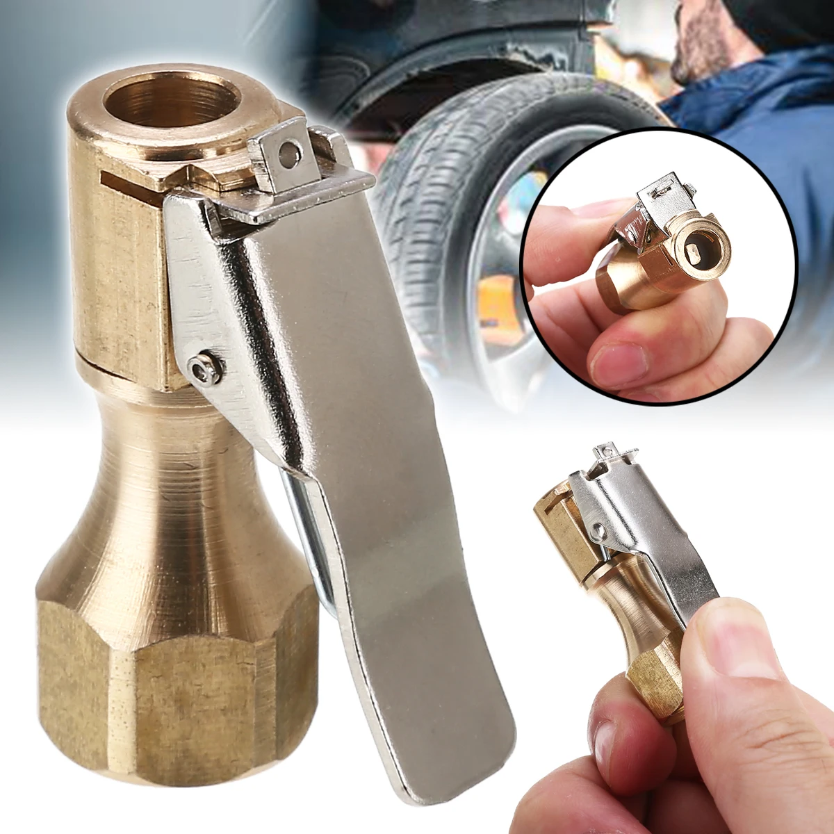 1PC Car Auto Tyre Wheel Tire Air Chuck Inflator Pump Valve Clip Clamp Connector Adapter