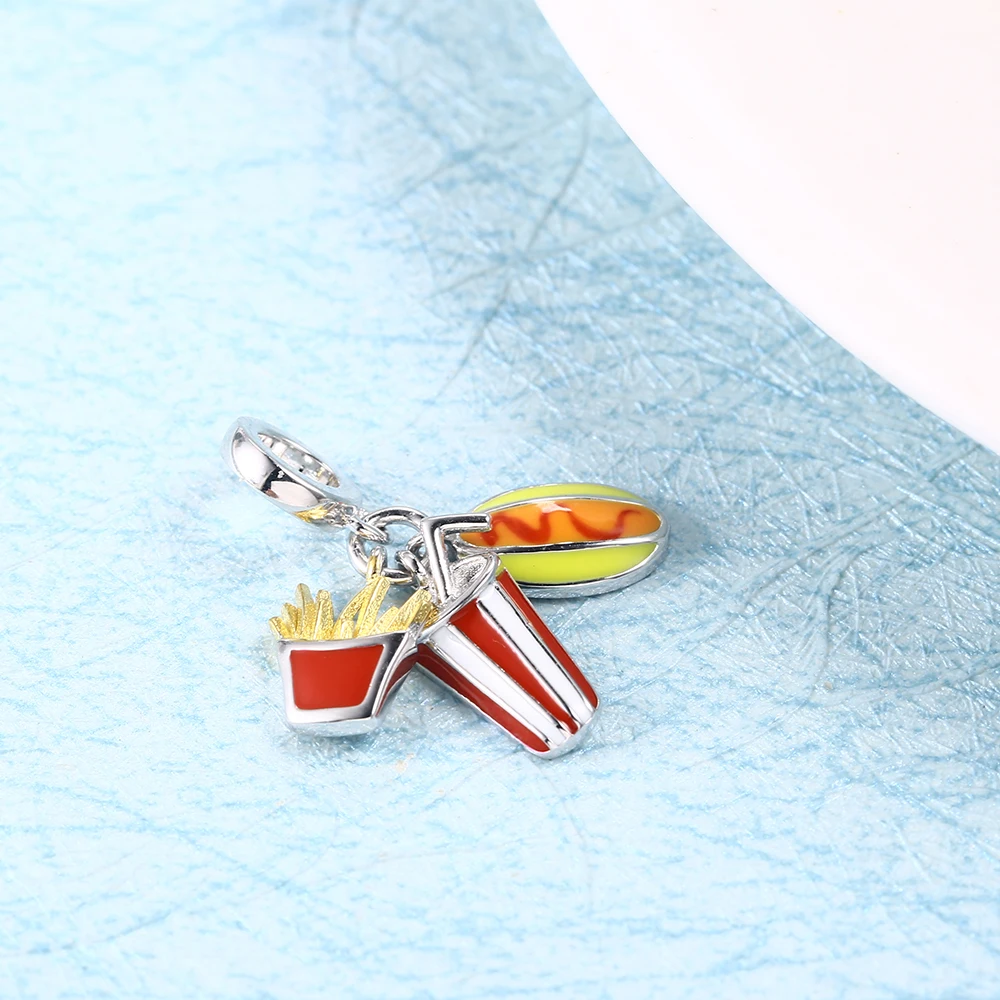 RainMarch Fits Pandora Charms Bracelet Original 925 Silver Beads French Fries Cola Bread Pendant Women Jewelry Making Wholesale (5)